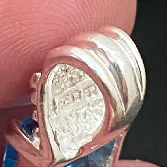 Sterling Silver SCBS 925 Emerald Cut Blue Topaz CZ Cubic Zirconia Pendant 2.9g - Picture 14 of 15